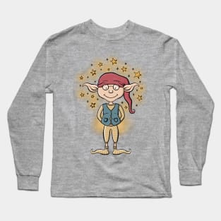 Magical Podgy Elf Digital Illustration Long Sleeve T-Shirt